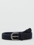 Mango Kids' Henry Textured Buckle Belt, Navy