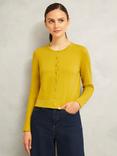 Hobbs Michelle Crew Neck Cardigan, Gold Chartreuse
