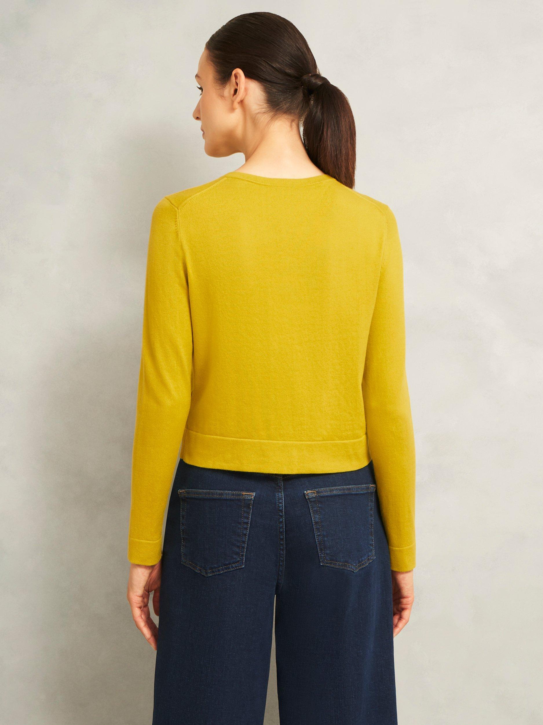 Product image 2 of 6, which shows Hobbs Michelle Crew Neck Cardigan, Gold Chartreuse, L