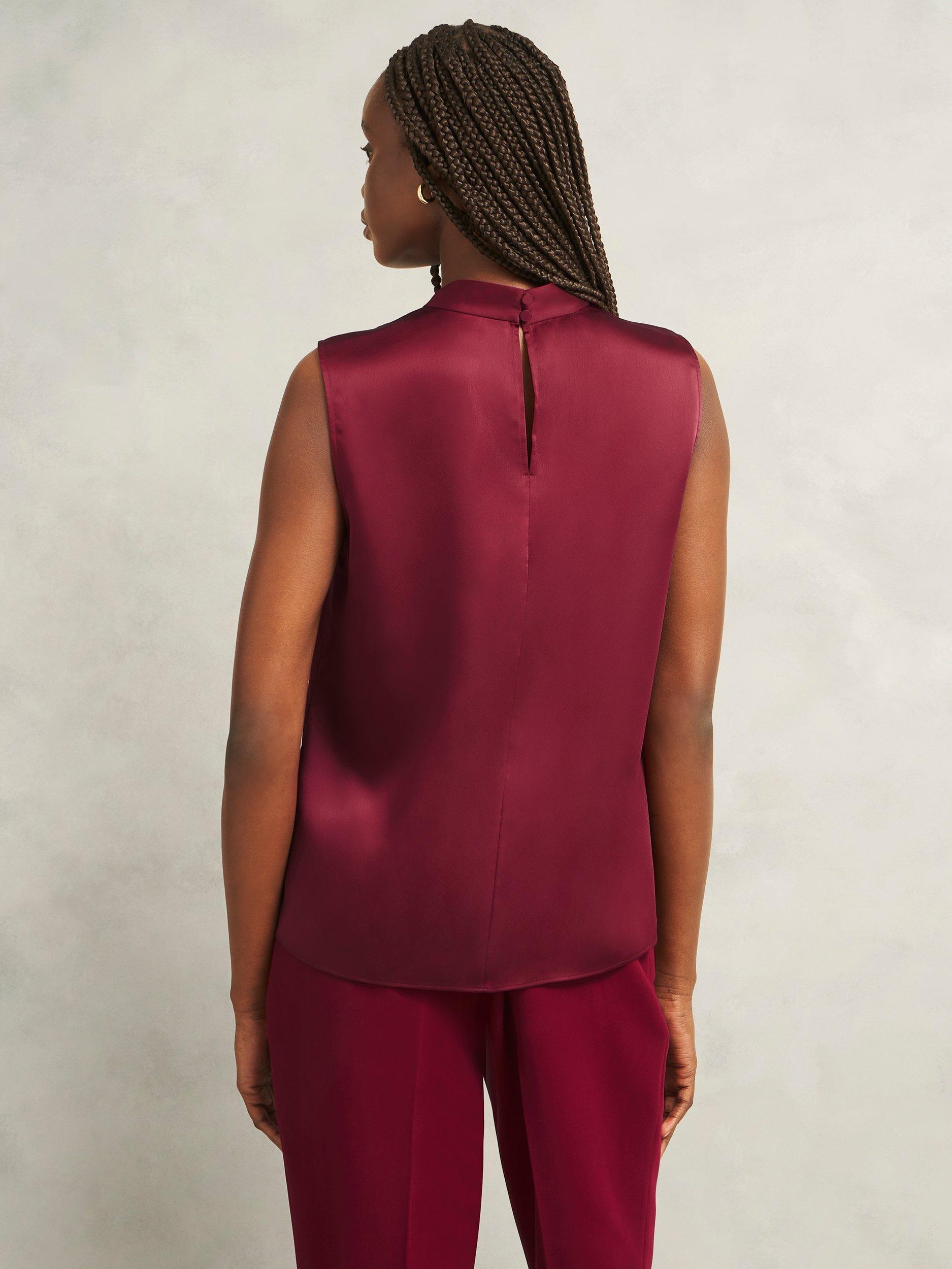 Product image 2 of 6, which shows Hobbs Nina Satin Top, Beryl Red, 6