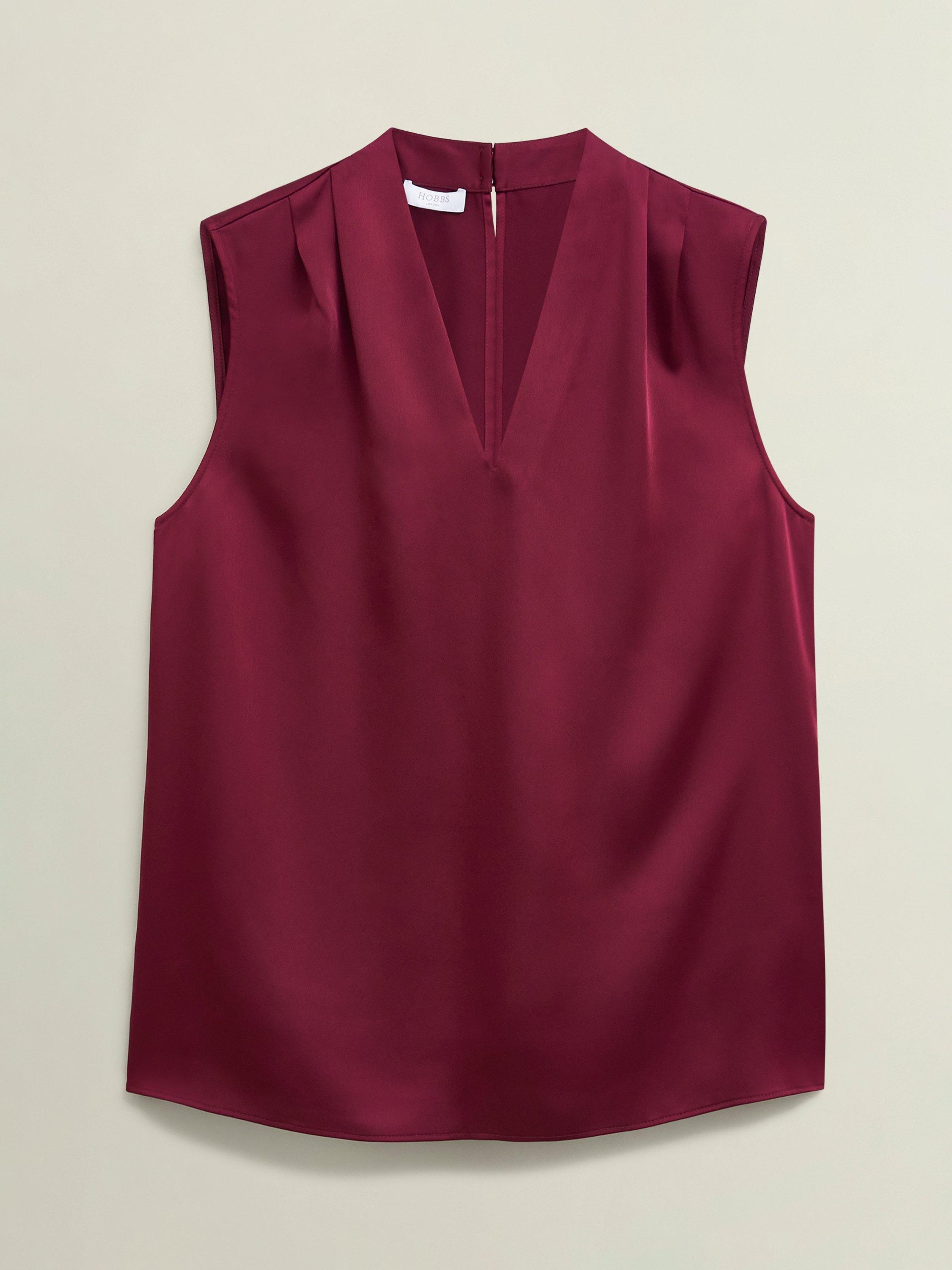 Product image 4 of 6, which shows Hobbs Nina Satin Top, Beryl Red, 6