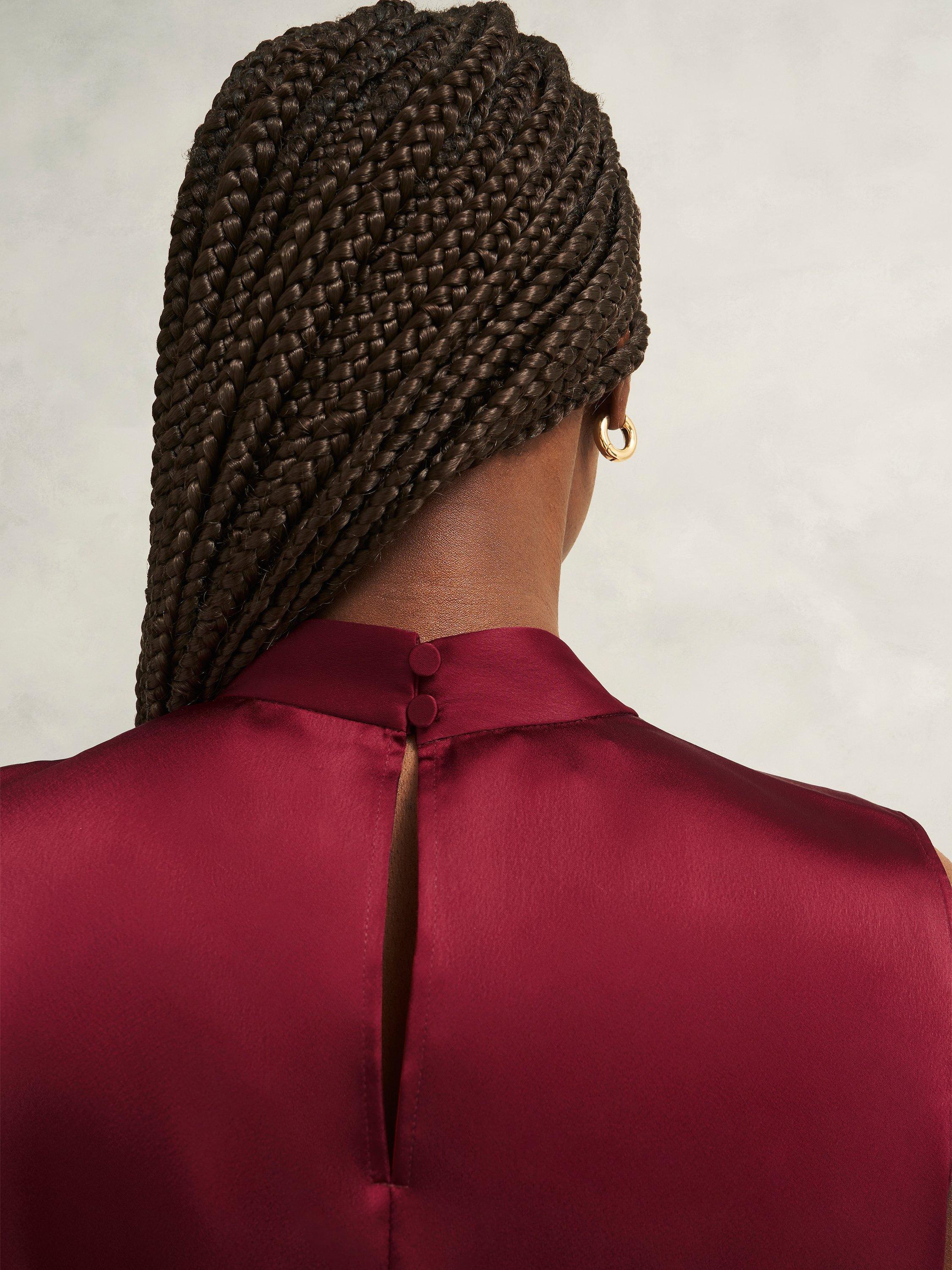 Product image 5 of 6, which shows Hobbs Nina Satin Top, Beryl Red, 6