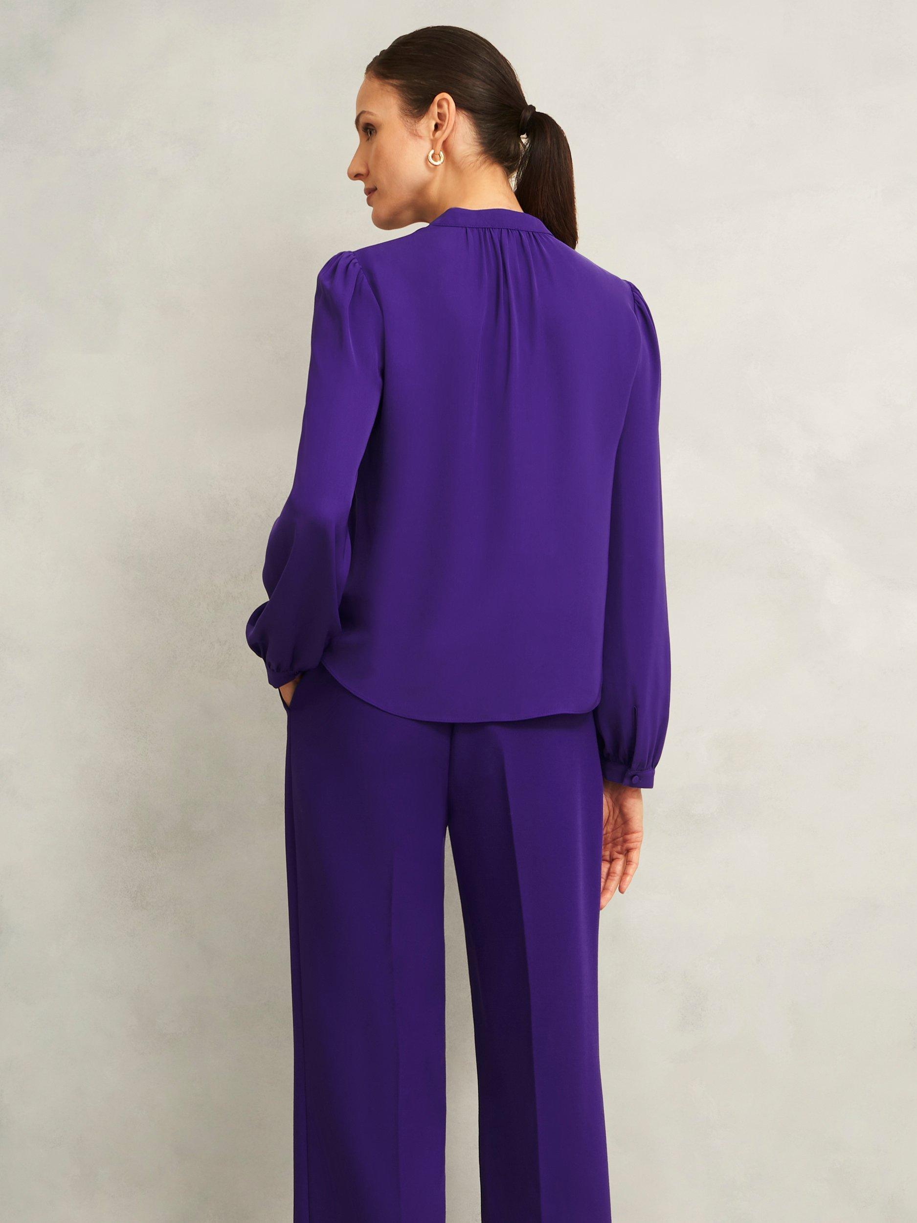 Product image 2 of 6, which shows Hobbs Peony Pleat Detail Top, Future Purple, 8