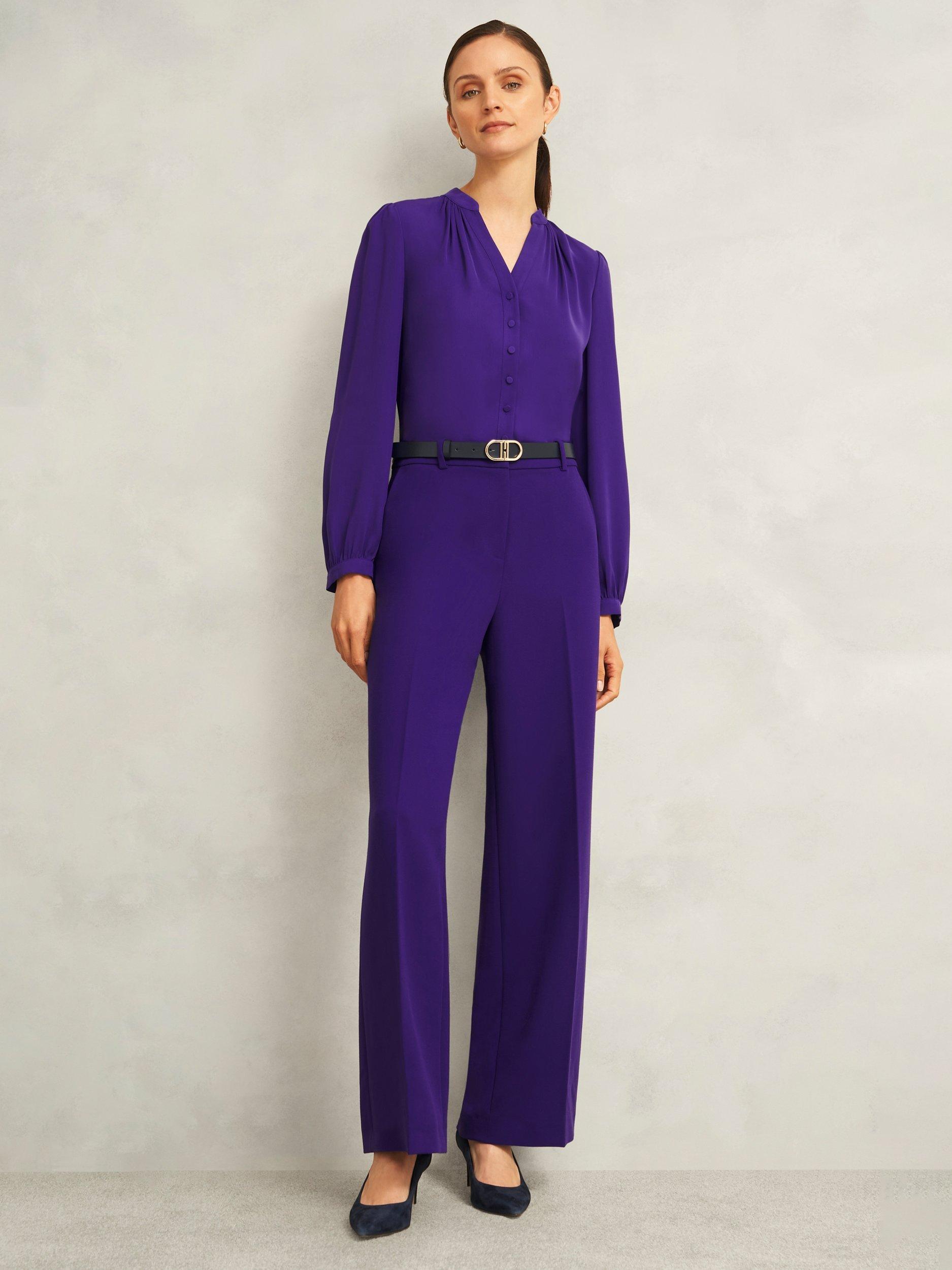 Product image 5 of 6, which shows Hobbs Peony Pleat Detail Top, Future Purple, 8