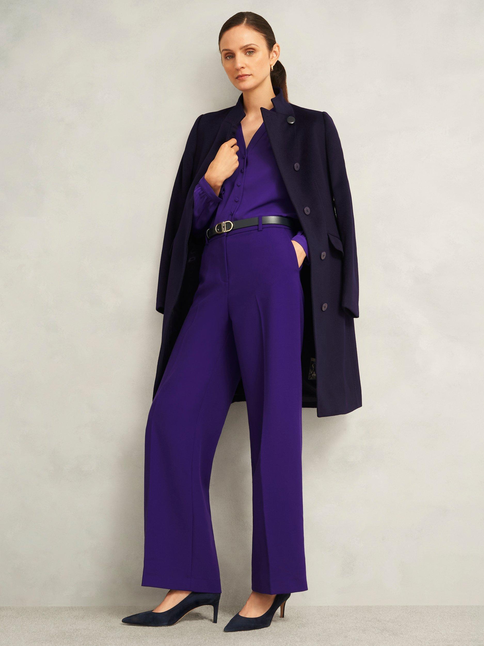 Product image 6 of 6, which shows Hobbs Peony Pleat Detail Top, Future Purple, 8