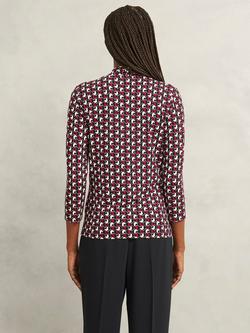 Hobbs Aimee Graphic Jersey Top, Pink/Ivory - view 2, Pink/Ivory