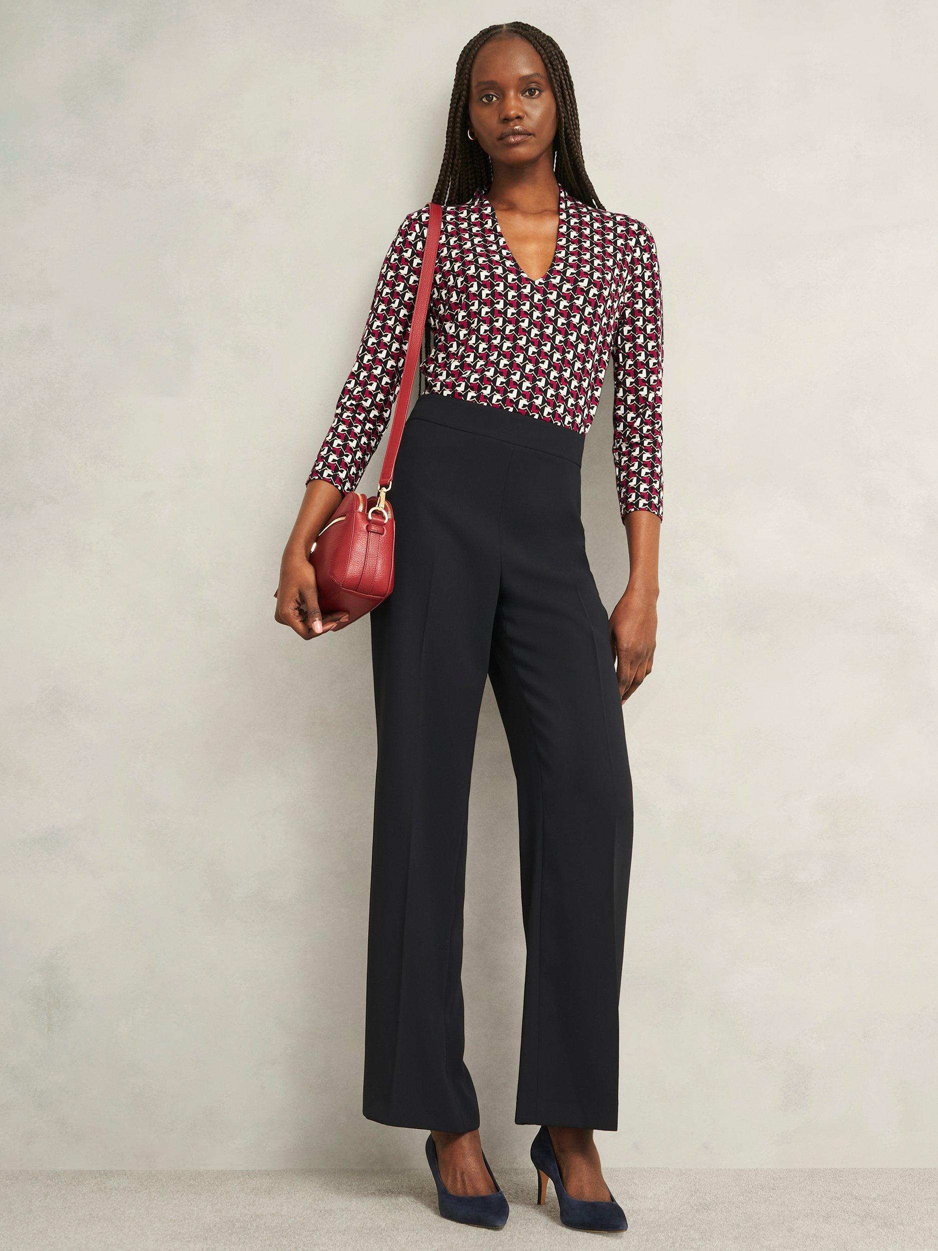 Product image 5 of 5, which shows Hobbs Aimee Graphic Jersey Top, Pink/Ivory, XS