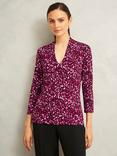 Hobbs Aimee Abstract Graphic Jersey Top, Beryl Red