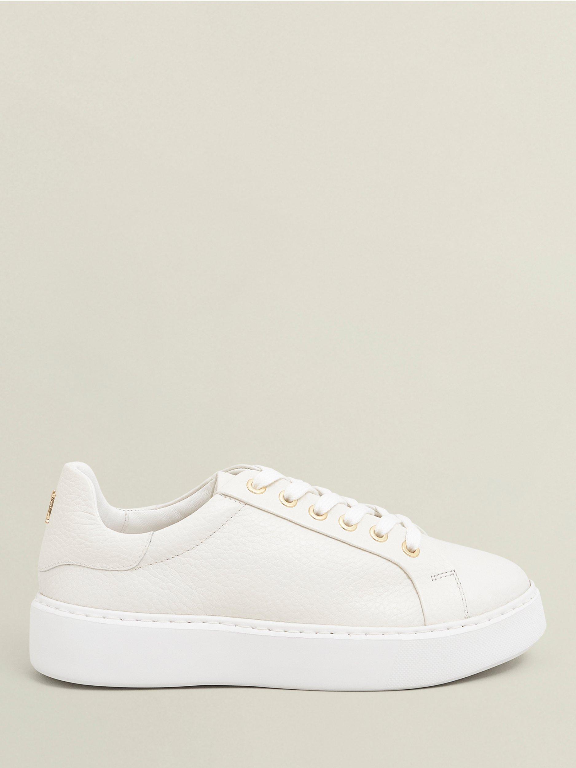 Product image 1 of 6, which shows Hobbs Ada Leather Lace Up Trainers, White, 3