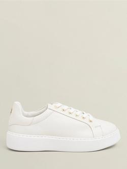 Hobbs Ada Leather Lace Up Trainers, White, White