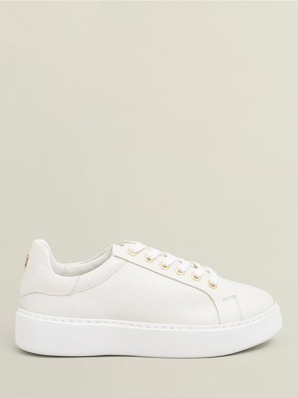 Hobbs Ada Leather Lace Up Trainers, White, White