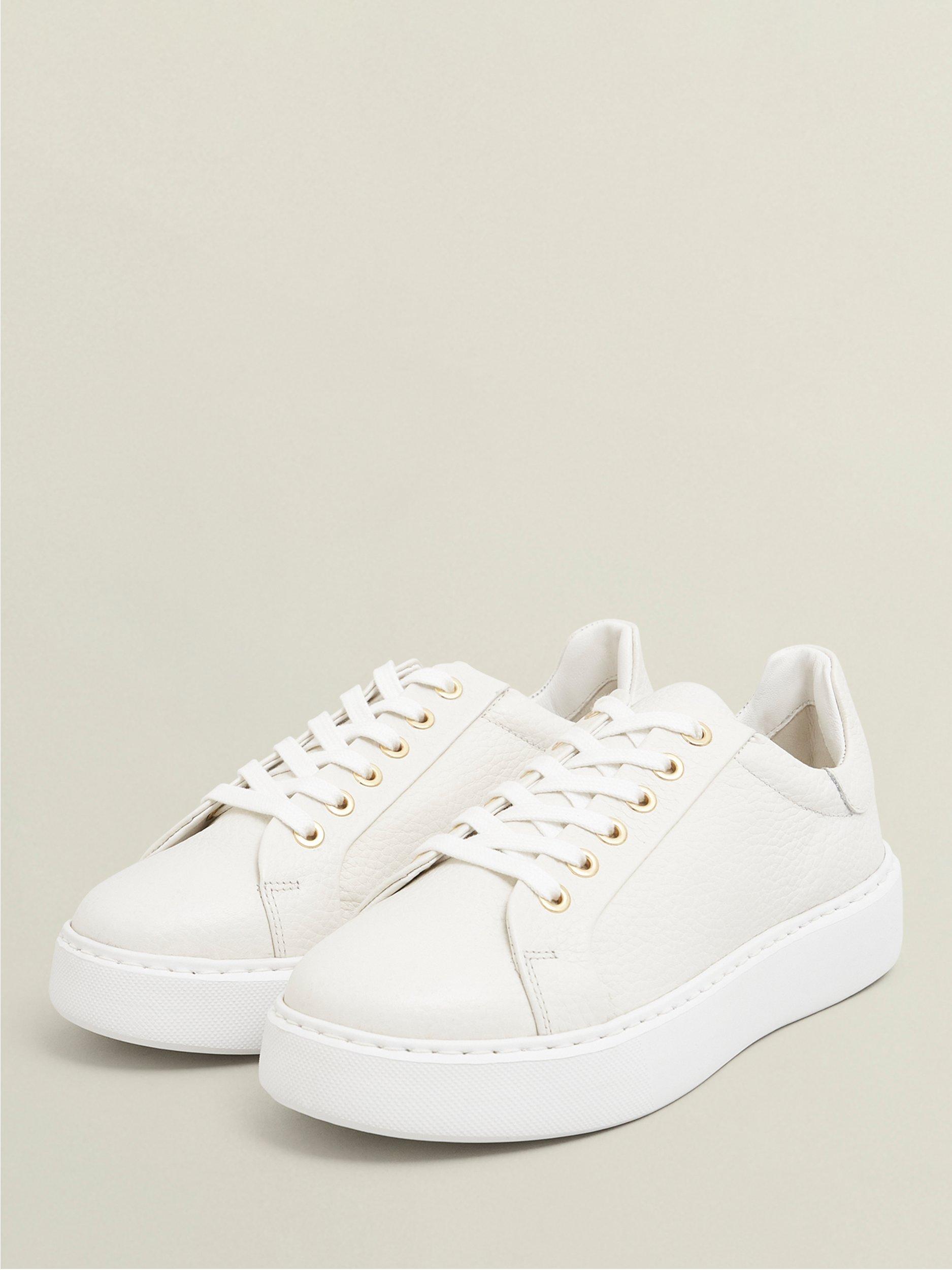 Product image 3 of 6, which shows Hobbs Ada Leather Lace Up Trainers, White, 3