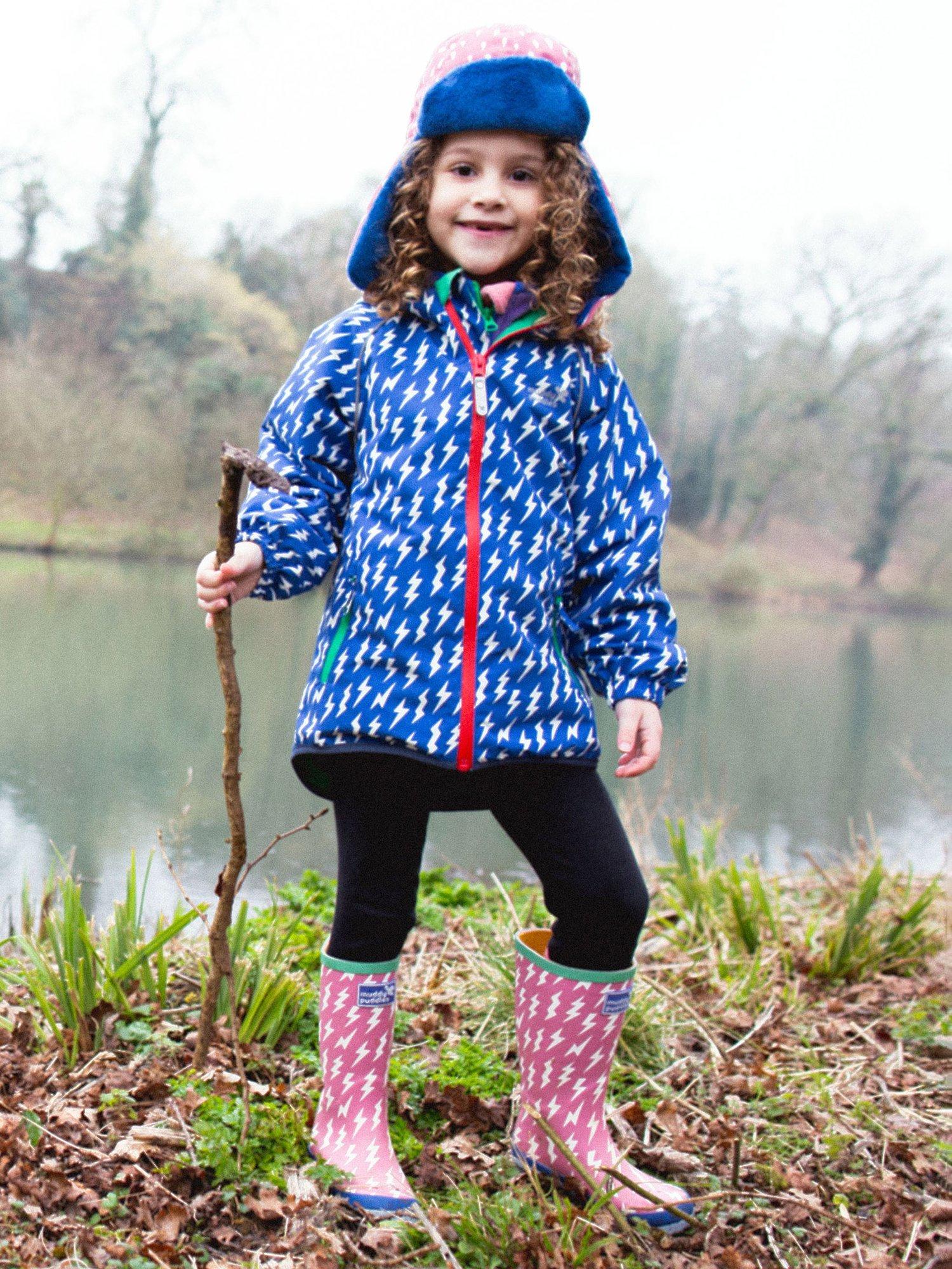 Product image 2 of 3, which shows Muddy Puddles Kids' PuddleStomper Wellington Boots, Pink Bolt, 7 Jnr