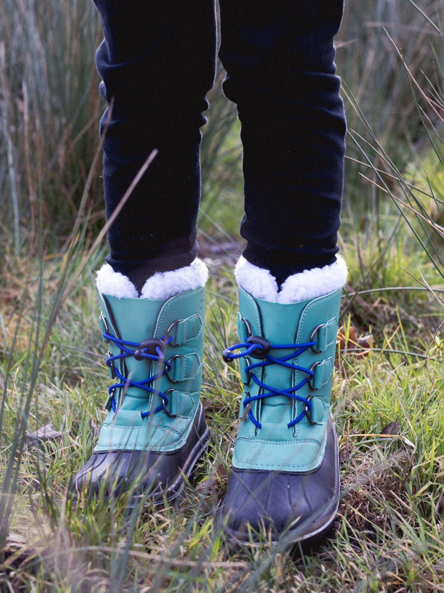 Product image 2 of 4, which shows Muddy Puddles Kids' Fleece Lined Waterproof Winter Boots, Green, 1