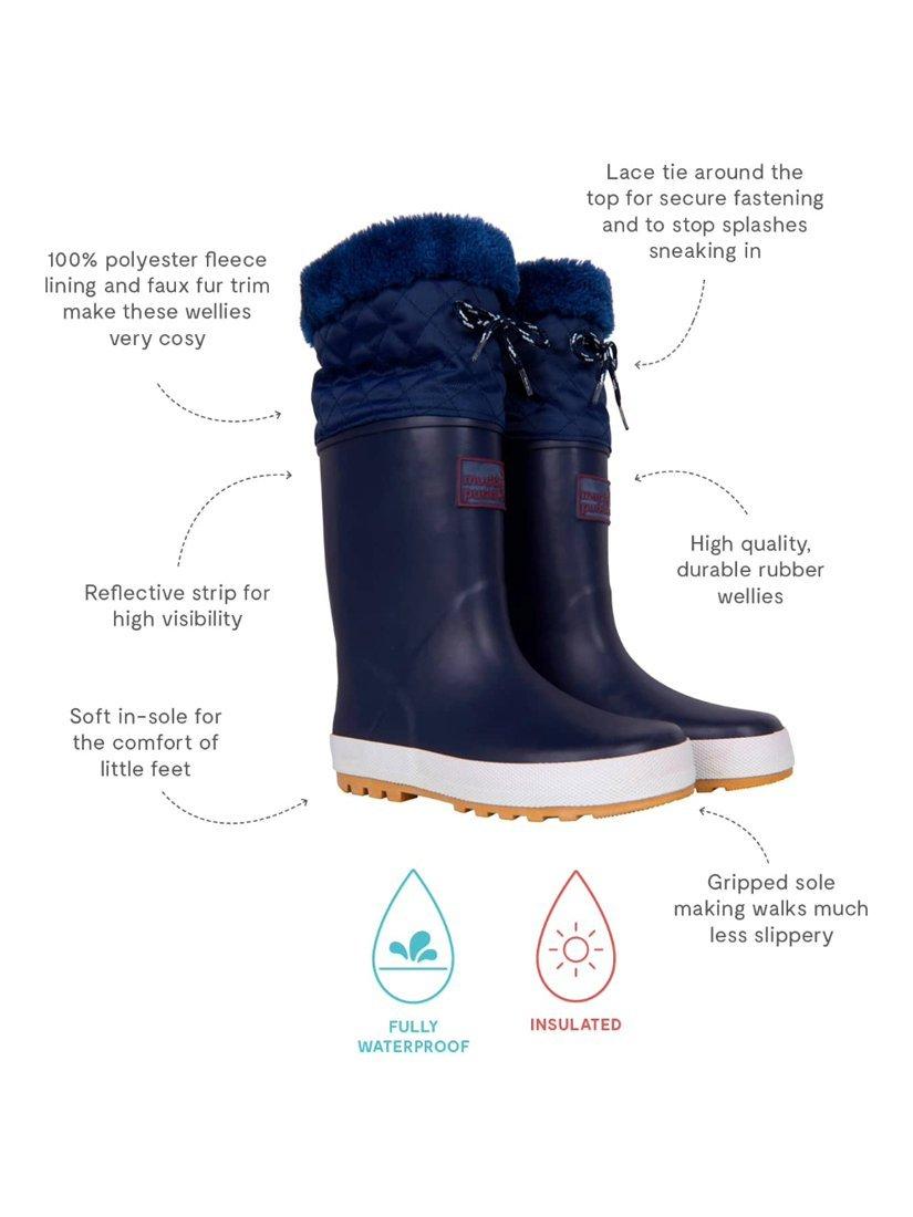 Product image 3 of 5, which shows Muddy Puddles Kids' PuddleFlex Wellington Boots, Navy, 5 Jnr