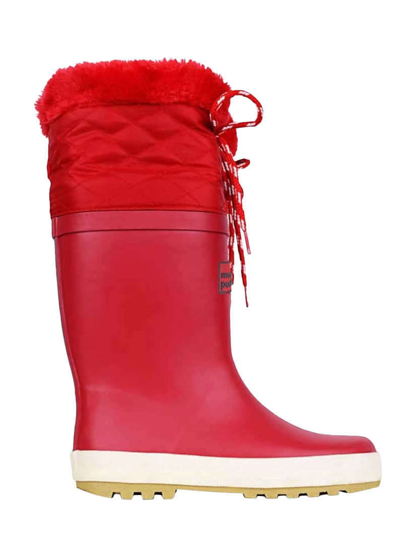 Product image 1 of 5, which shows Muddy Puddles Kids' PuddleFlex Wellington Boots, Red, 5 Jnr