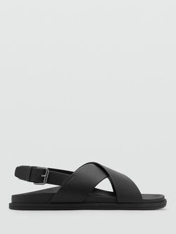 Mango Romana Leather Sandals, Black