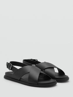 Mango Romana Leather Sandals - view 2, Black