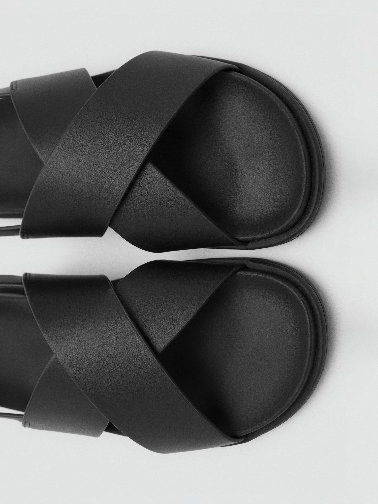 Product image 4 of 4, which shows Mango Romana Leather Sandals, Black, 10