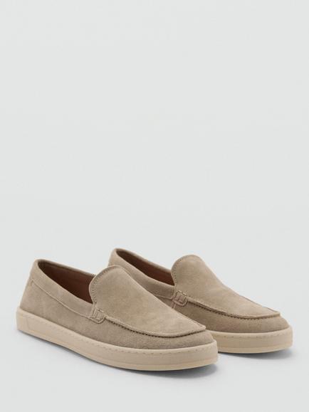 Mango Easy Suede Loafers, Pastel Brown