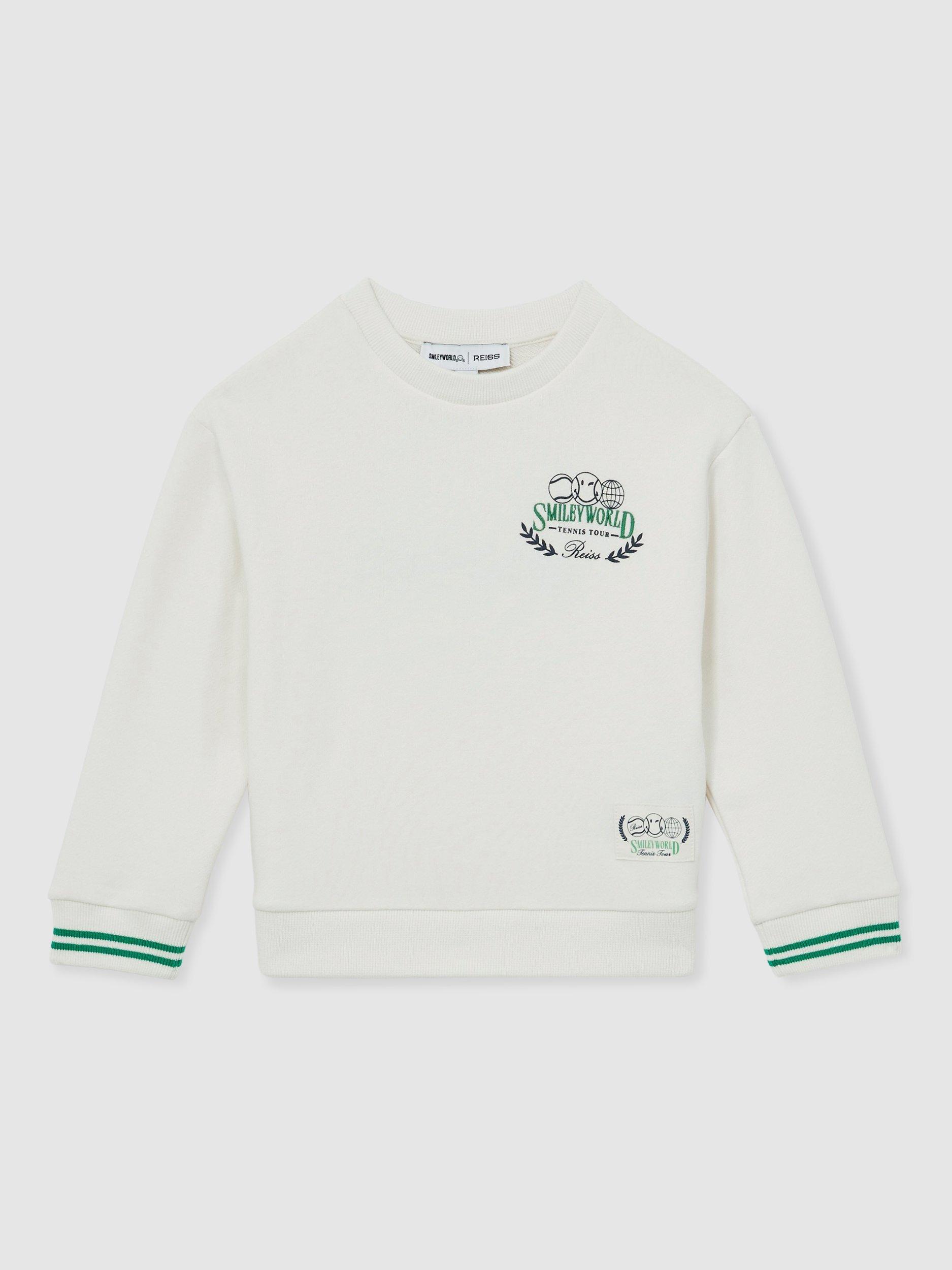 Product image 1 of 5, which shows Reiss Kids' Smiley Andy Sweatshirt, White, 3-4 years