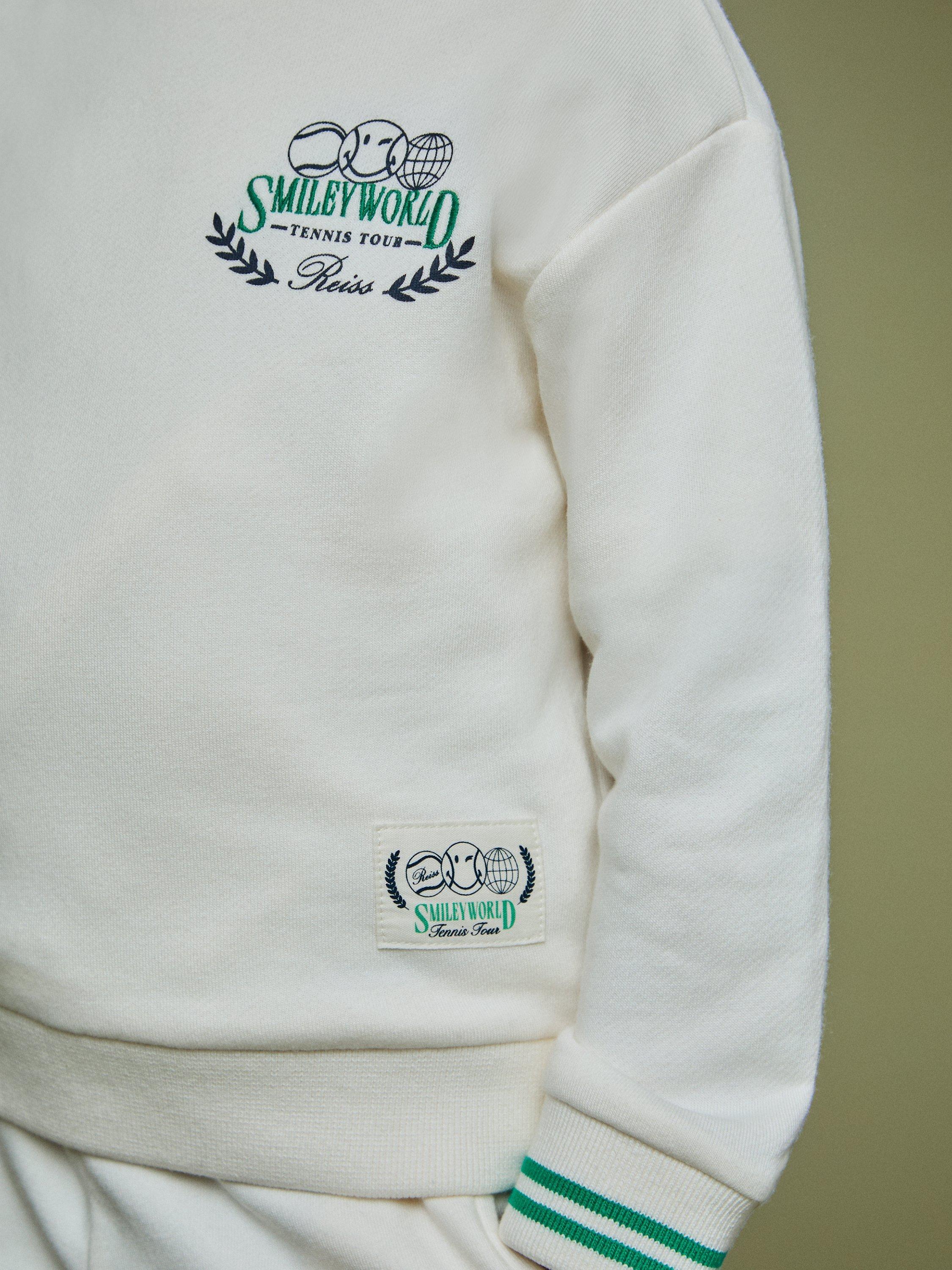 Product image 2 of 5, which shows Reiss Kids' Smiley Andy Sweatshirt, White, 3-4 years
