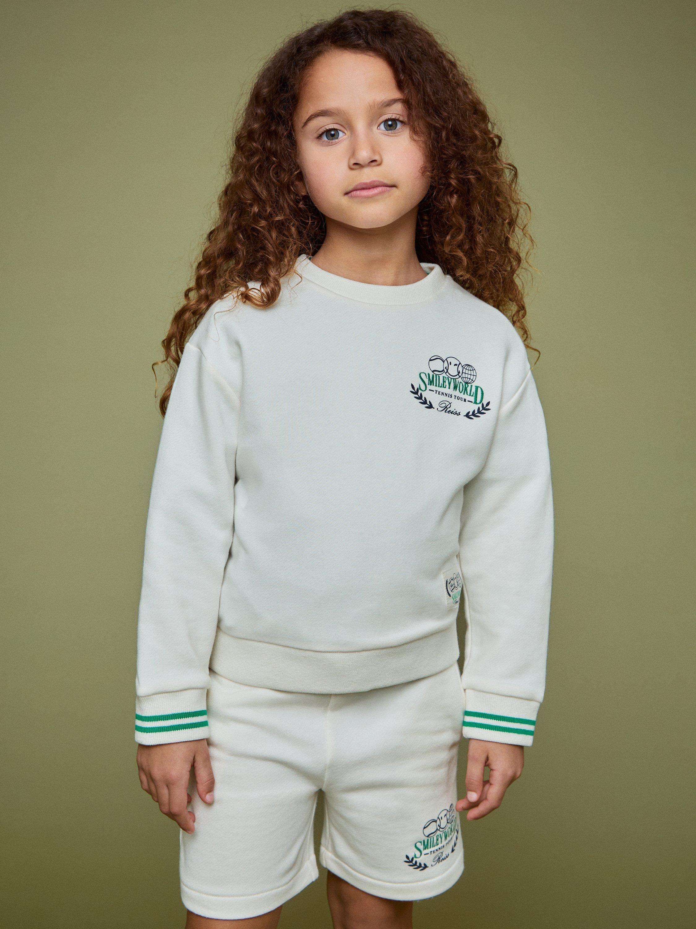 Product image 3 of 5, which shows Reiss Kids' Smiley Andy Sweatshirt, White, 3-4 years