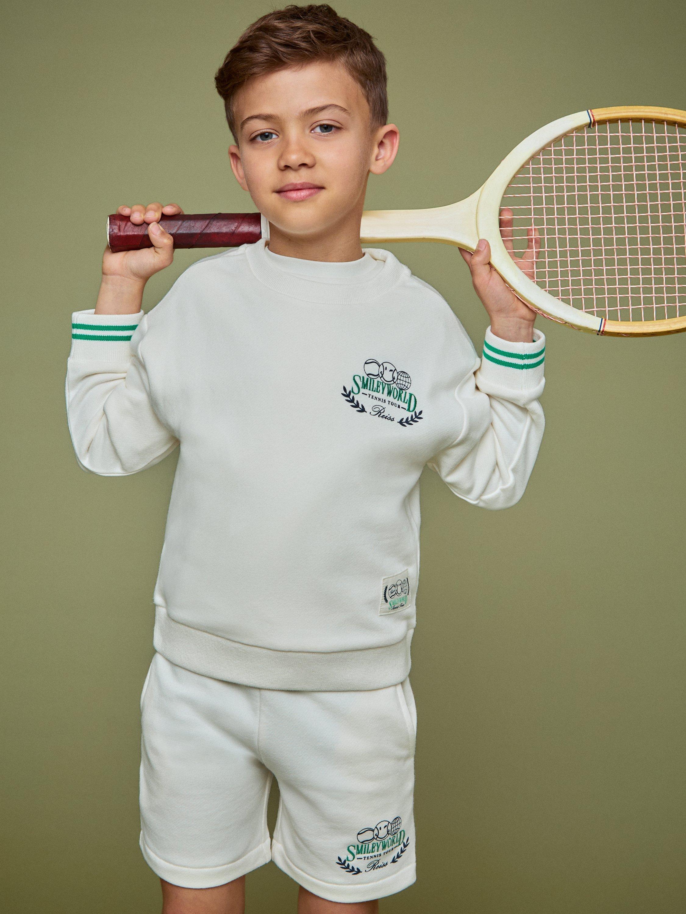 Product image 4 of 5, which shows Reiss Kids' Smiley Andy Sweatshirt, White, 3-4 years
