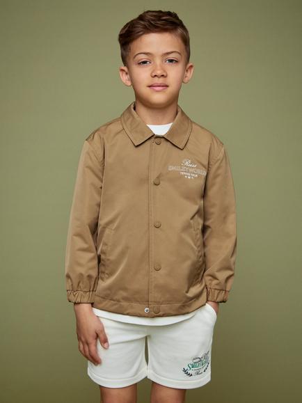 Reiss x Smiley Kids' Norman Harrington Smileyworld Press Stud Jacket, Stone, Stone