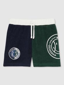 Reiss Kids' Smiley Roger Cotton Blend Drawstring Shorts, Blue, Blue