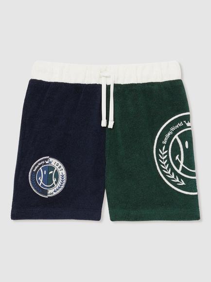 Reiss Kids' Smiley Roger Cotton Blend Drawstring Shorts, Blue, Blue