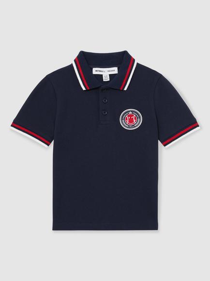 Reiss Kids' Cotton Short Sleeved Polo Shirt, Navy