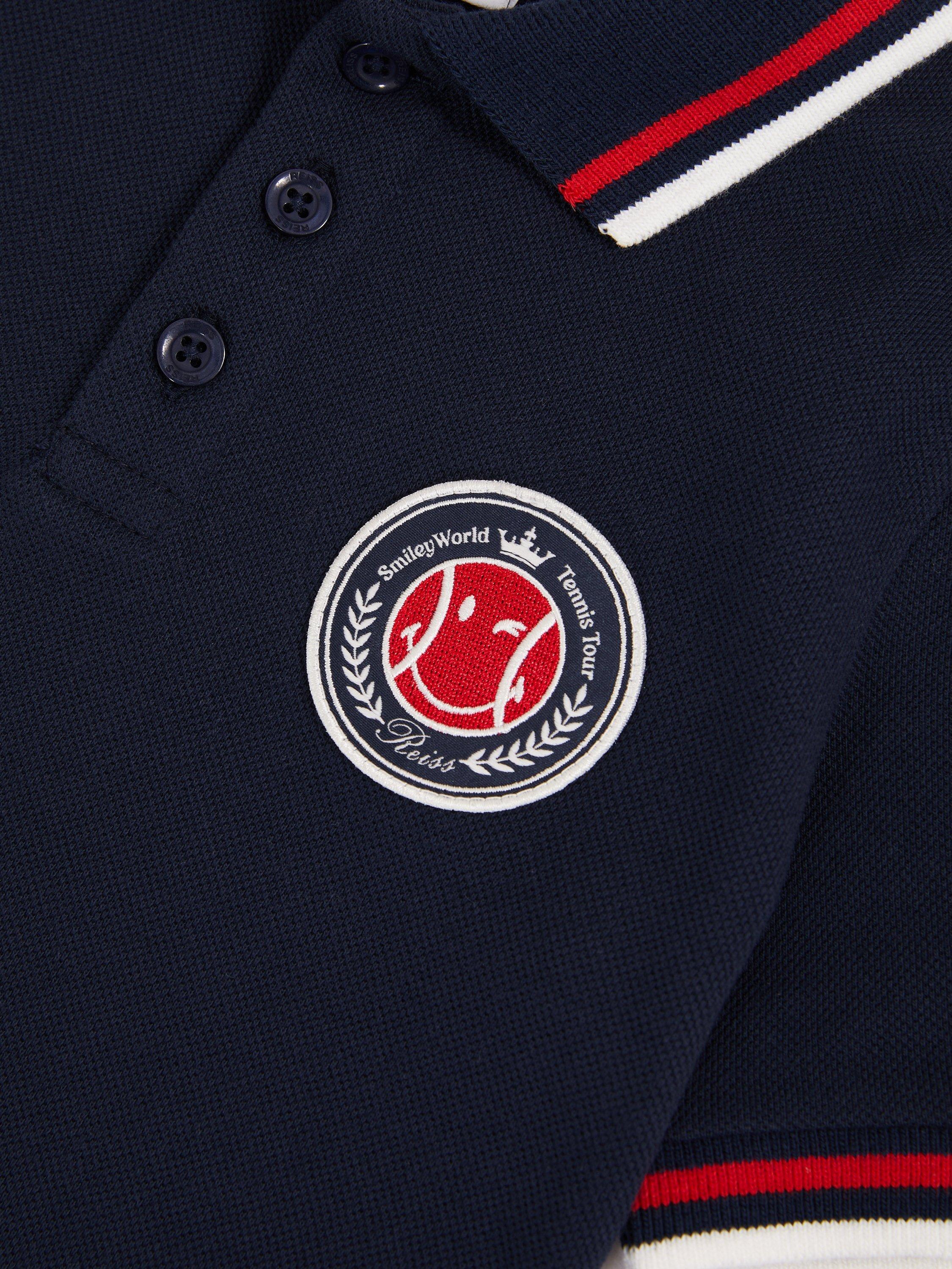Product image 4 of 4, which shows Reiss Kids' Cotton Short Sleeved Polo Shirt, Navy, 3-4 years