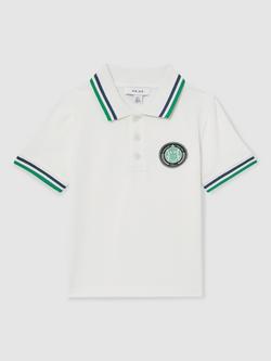 Reiss Kids' Cotton Short Sleeved Polo Shirt, White