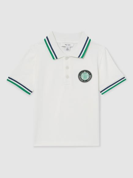 Reiss Kids' Cotton Short Sleeved Polo Shirt, White