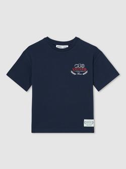 Reiss Kids' Smiley Chip T-Shirt, Navy, Navy