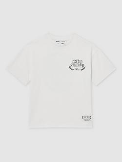 Reiss Kids' Smiley Chip Cotton Short Sleeved T-Shirt, White, White