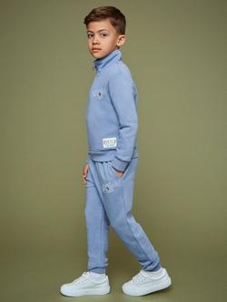 Reiss Kids' Smiley Fred Cotton Blend Jogging Bottoms, Blue - view 2, Blue