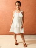 Reiss x Smiley Kids' Carmen Broderie Tiered Cotton Dress, Ivory