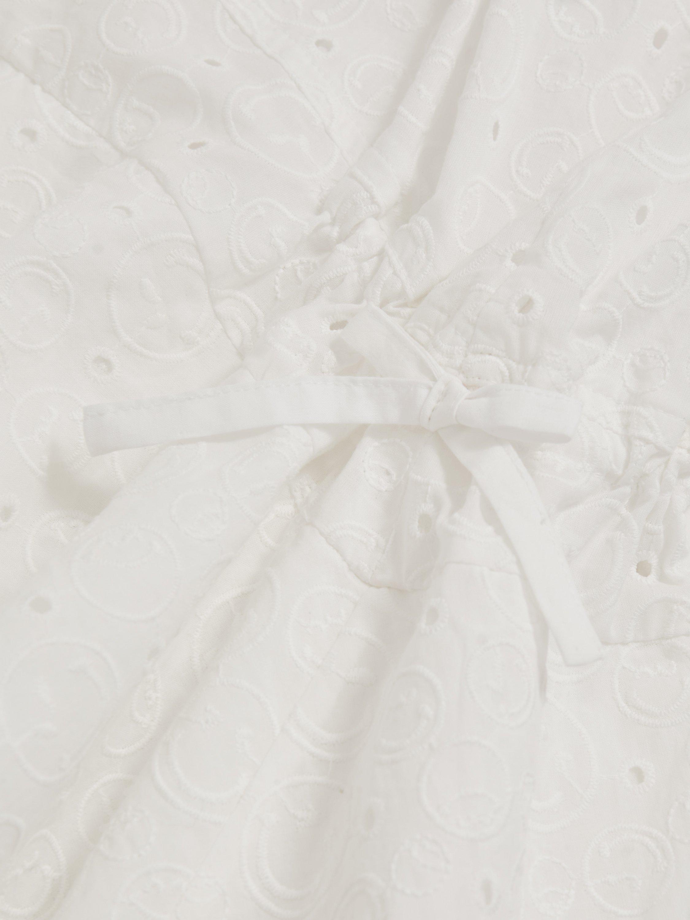Product image 4 of 5, which shows Reiss x Smiley Kids' Carmen Broderie Tiered Cotton Dress, Ivory, 4-5 years