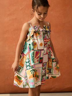 Reiss x Smiley Kids' Lucia Patchwork Cotton Pinafore Dress, Multi, Multi