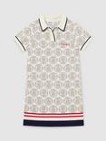 Reiss Kids' Smiley Temi Print Polo Dress, Off White