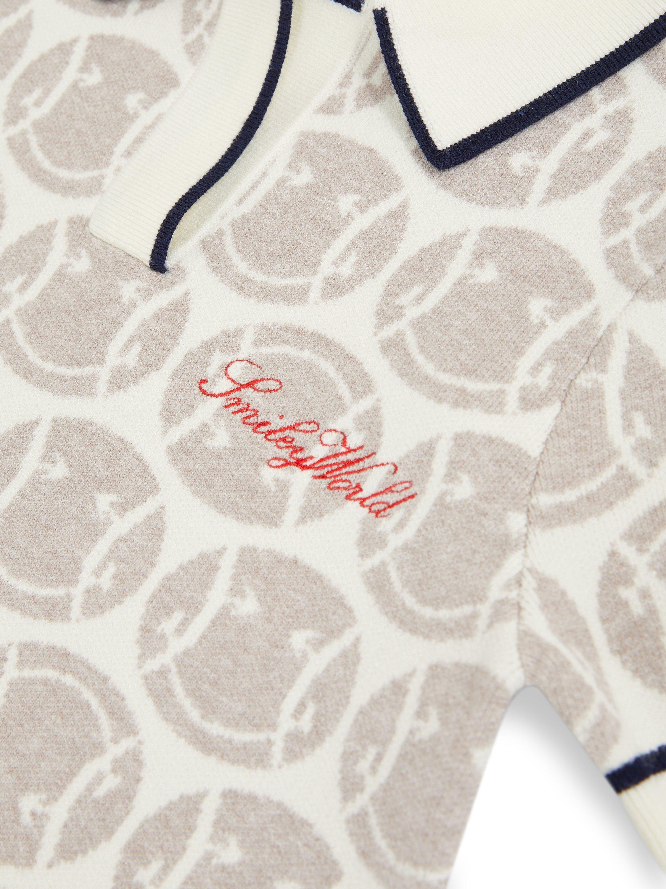 Product image 2 of 5, which shows Reiss Kids' Smiley Temi Print Polo Dress, Off White, 4-5 years