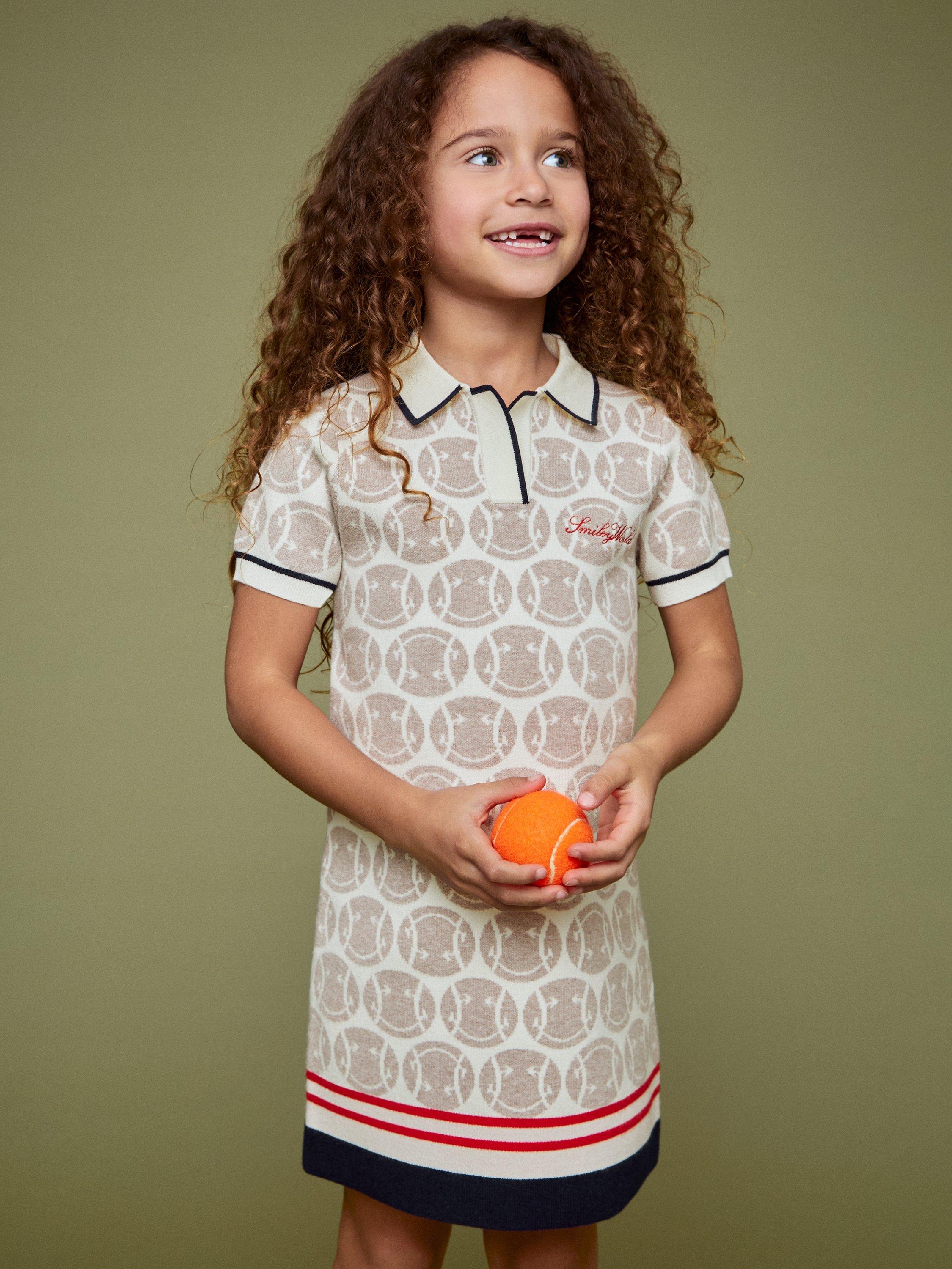 Product image 4 of 5, which shows Reiss Kids' Smiley Temi Print Polo Dress, Off White, 4-5 years