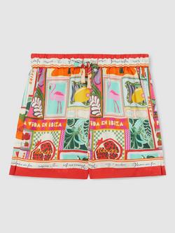 Reiss X Smiley Kids' Printed Drawstring Shorts, Multi - view 2, Multi