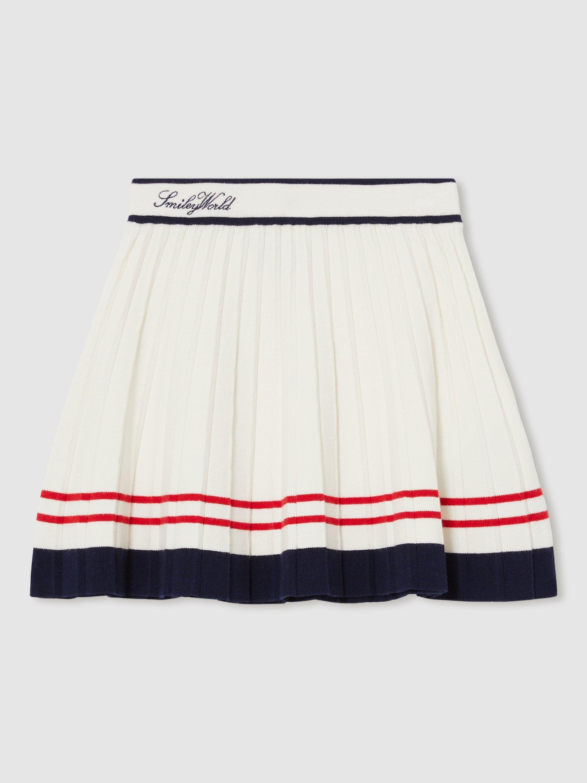Product image 1 of 5, which shows Reiss Kids' Smiley Taya Pleated Skirt, Off White, 4-5 years