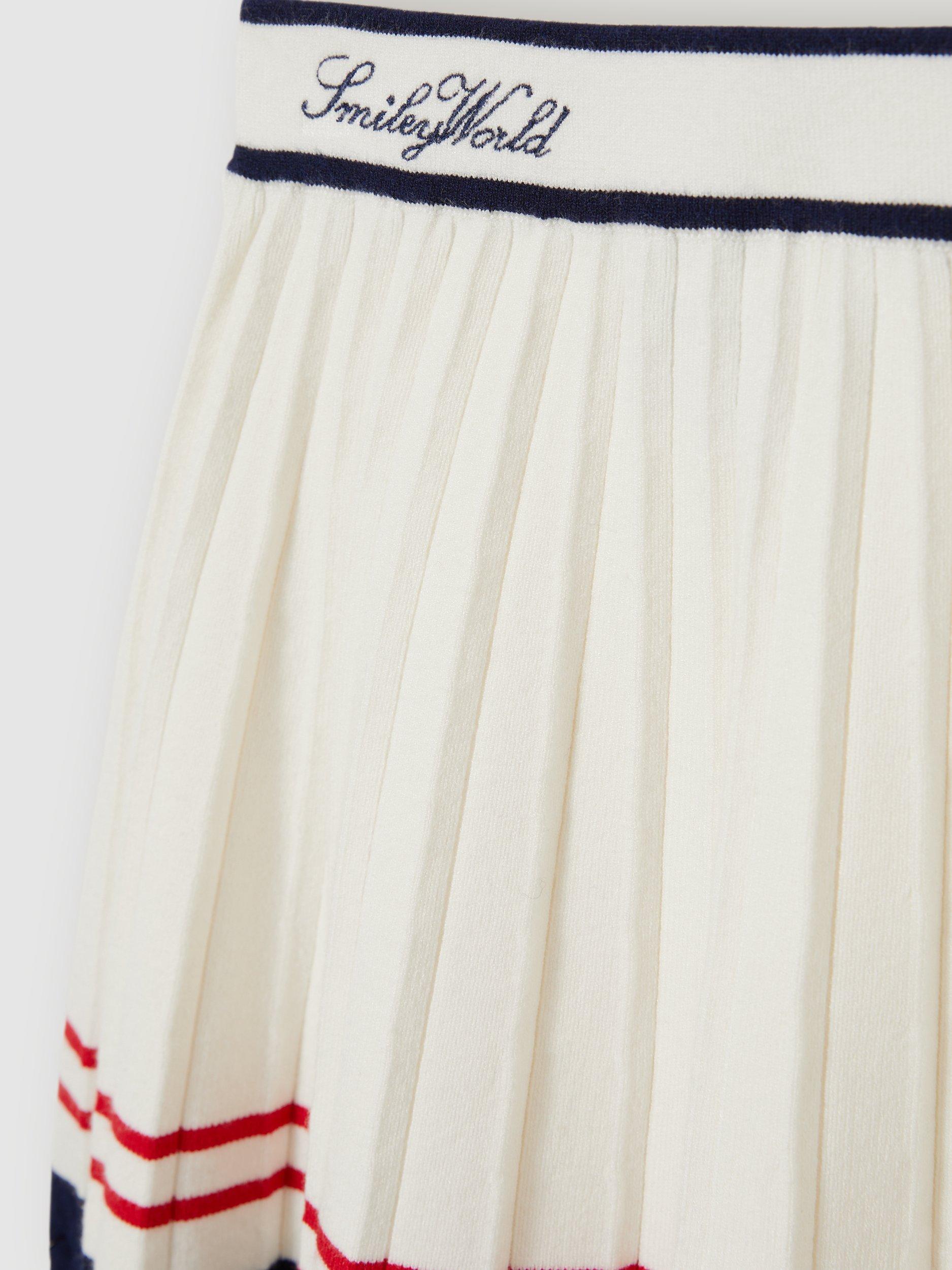Product image 2 of 5, which shows Reiss Kids' Smiley Taya Pleated Skirt, Off White, 4-5 years