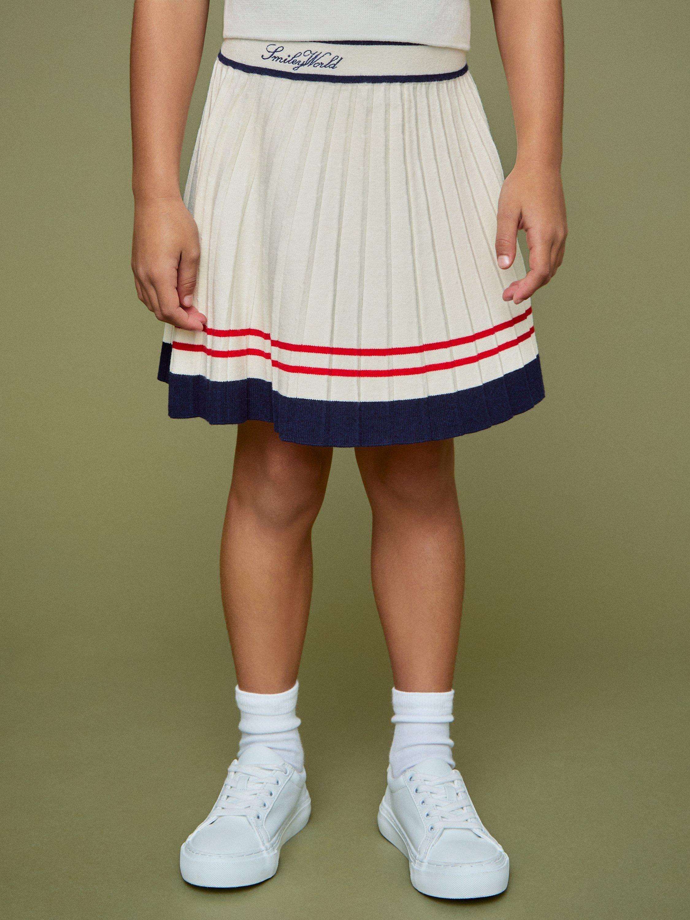 Product image 4 of 5, which shows Reiss Kids' Smiley Taya Pleated Skirt, Off White, 4-5 years