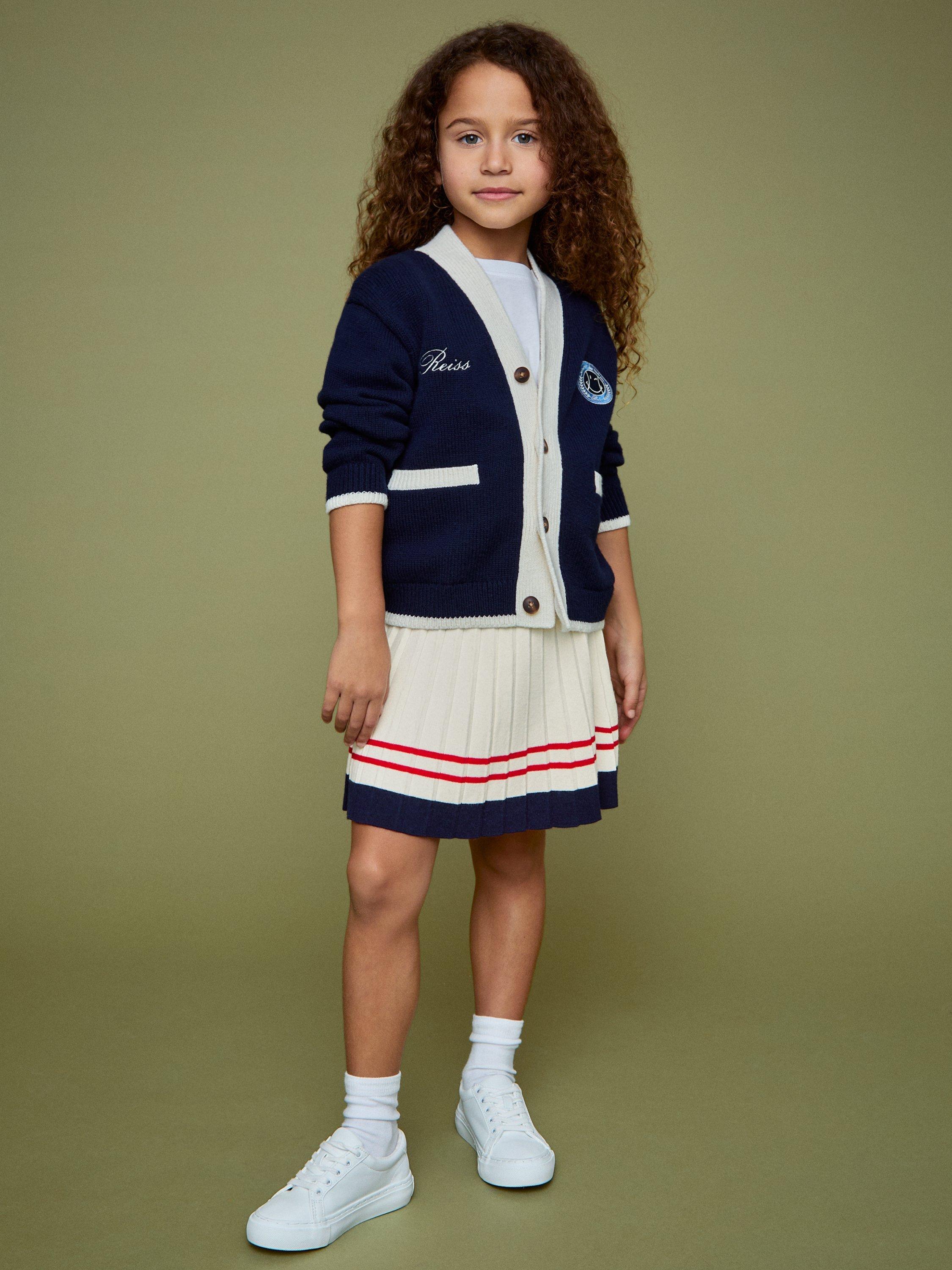 Product image 5 of 5, which shows Reiss Kids' Smiley Taya Pleated Skirt, Off White, 4-5 years