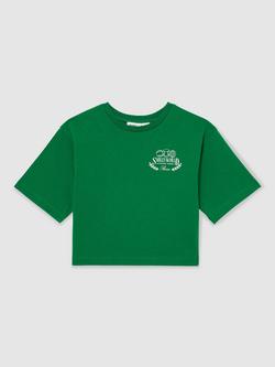 Reiss Kids' Smiley Aster Boxy T-Shirt, Green, Green